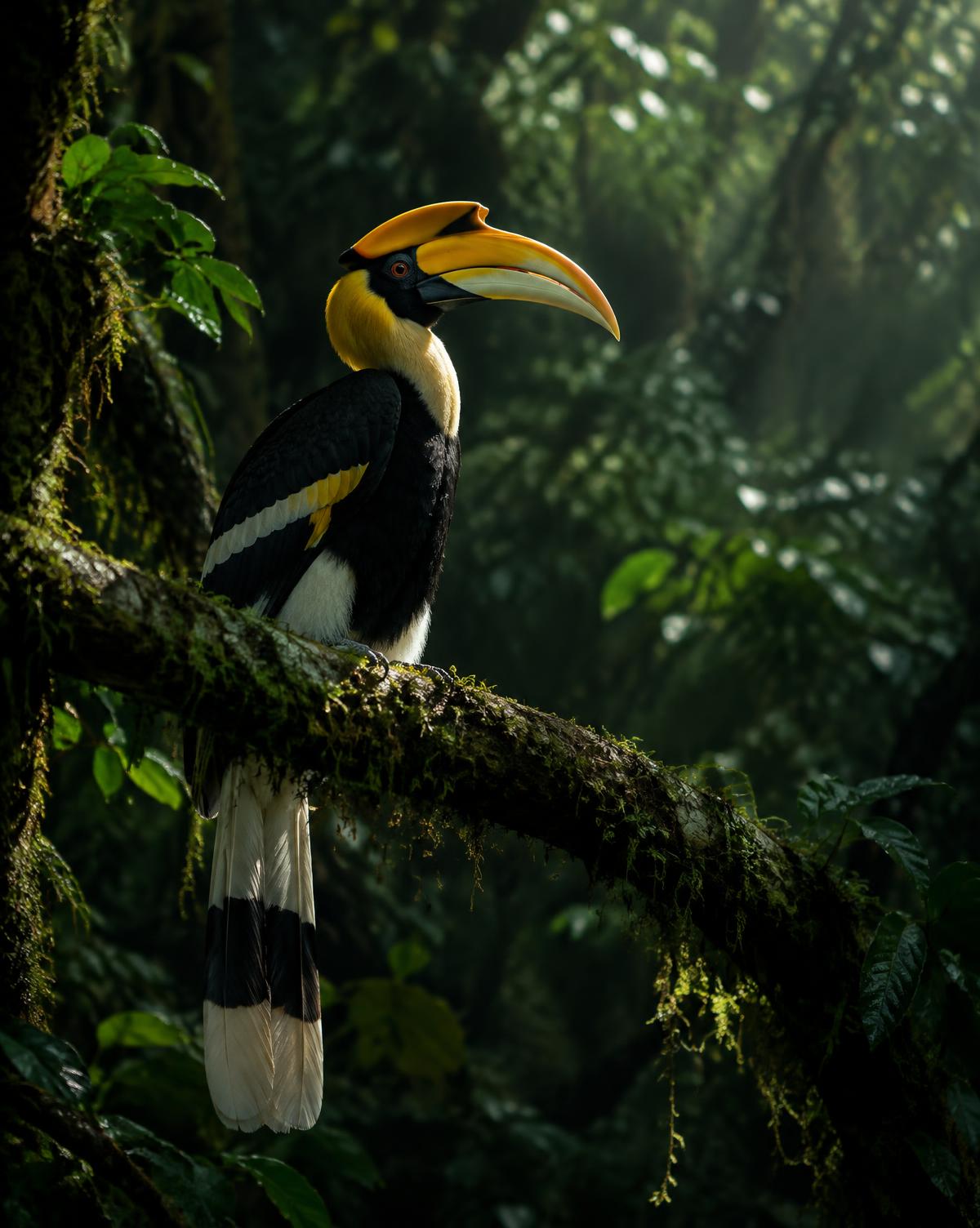 Great hornbill in its habitat