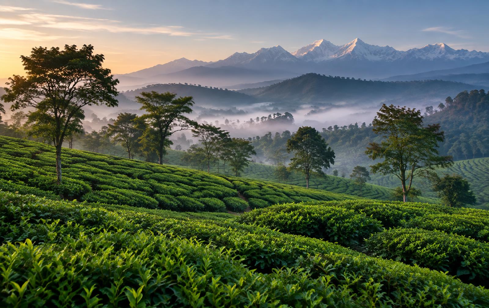 Udalguri tea estates beneath the Himalaya